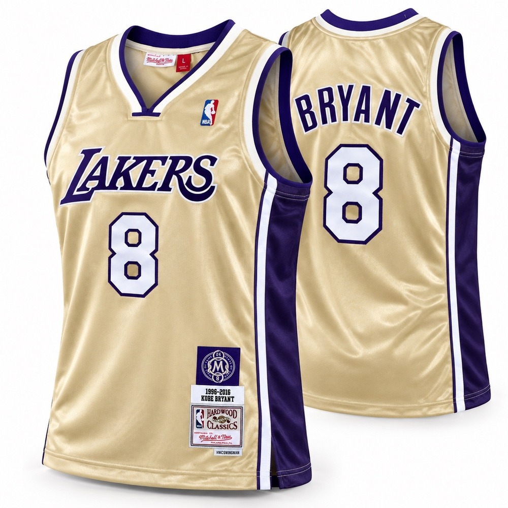 Kobe Bryant #8 Lakers Mitchell & Ness Gold Swingman Jersey Size L